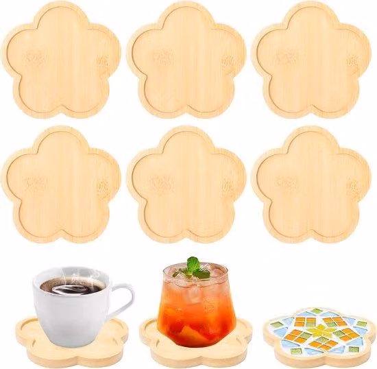 Set di 6 basi decorative in legno: base per mosaici, piattini per candele, base in legno per bevande, contenitore decorativo in legno da realizzare, base vuota per caffè o succhi, set in legno da realizzare