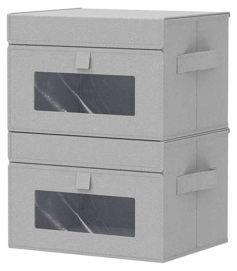 Set di 2 contenitori pieghevoli con coperchio e maniglie