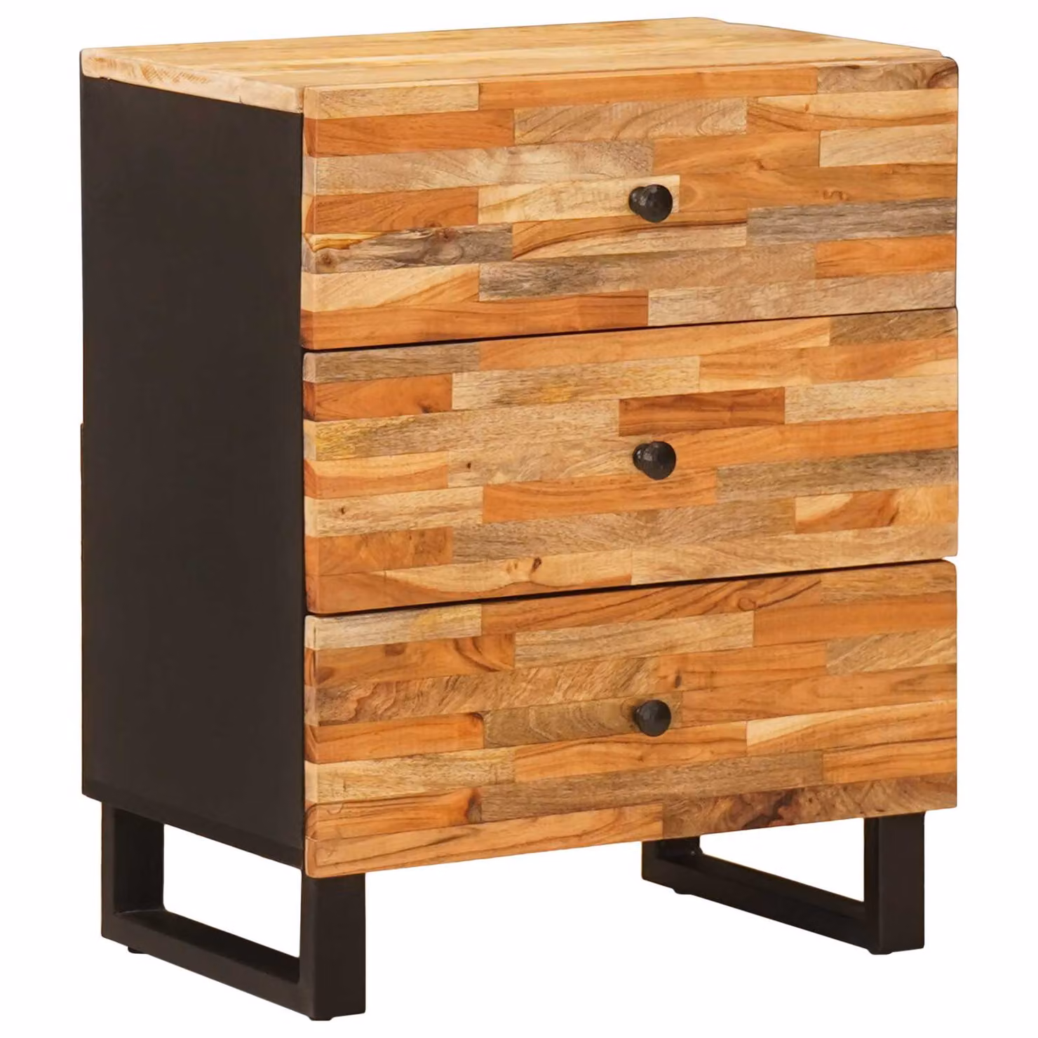 vidaXL Mobiletto da Letto in Legno di Mango Marrone L: 50 cm, P: 33 cm, H: 62 cm