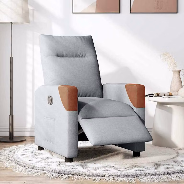 vidaXL Poltrona Elettrica Reclinabile Grigio Chiaro in Tessuto