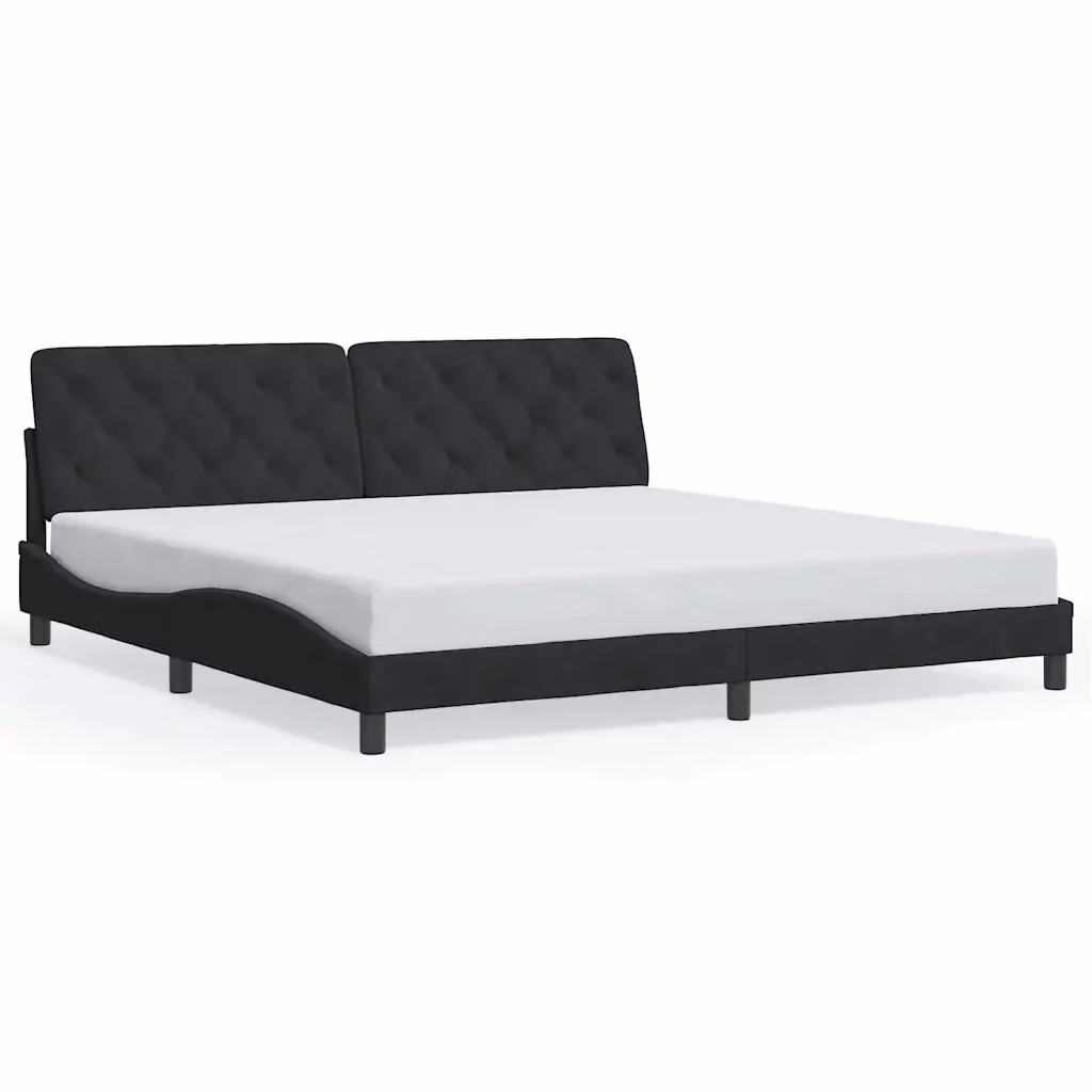 Giroletto vidaXL in velluto nero con doghe in legno e cassetti L/P/H: 205 x 200 x 74,5 cm – 2