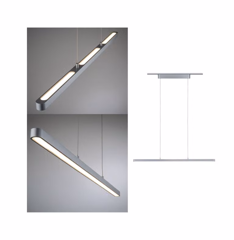 Paulmann URail sospensione LED Lento cromo satin Lento, dimmerabile, Alluminio / Grigio / Zincato, Soggiorno / Sala da pranzo, Metallo, Moderno