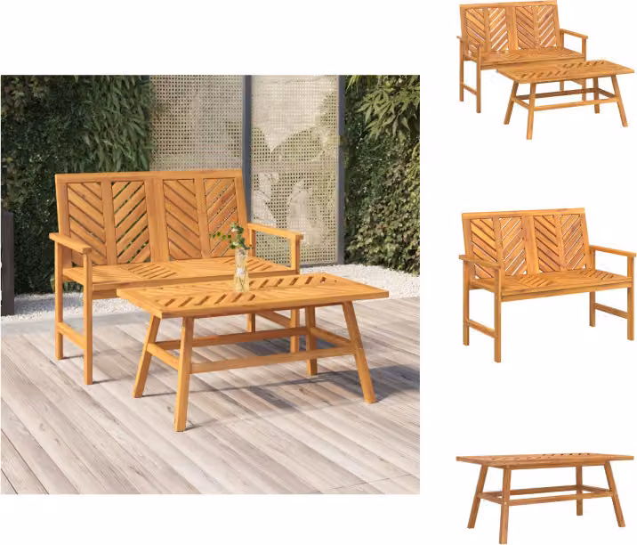 vidaXL set salotto da giardino 2 pezzi in legno massiccio di acacia - Panche da giardino