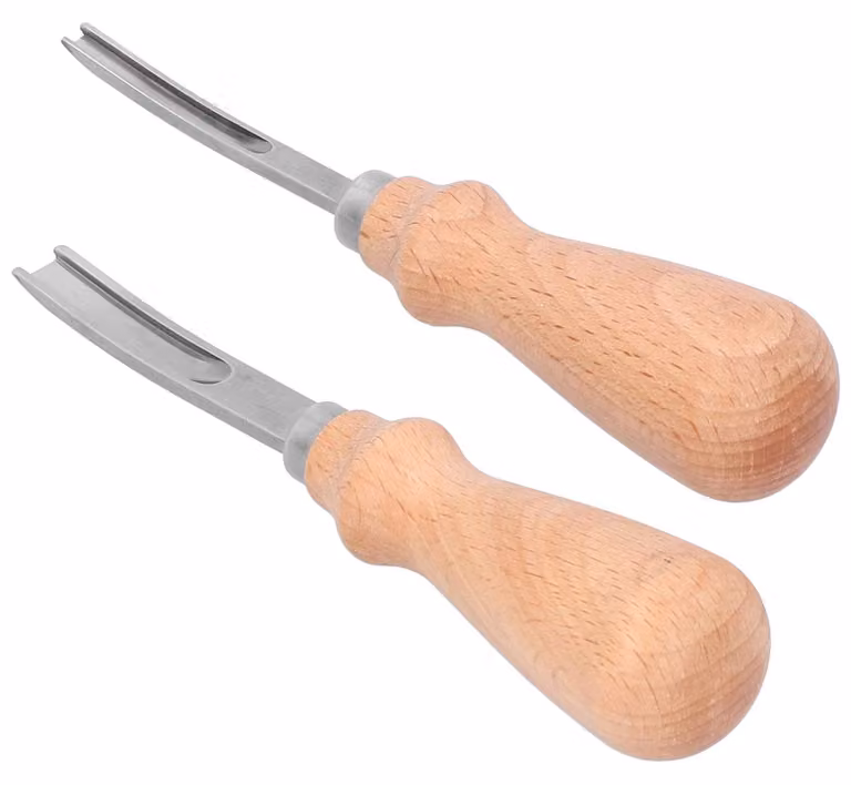 Set di utensili per rifilare bordi in pelle, composto da due pezzi: uno da 4 mm e uno da 8 mm