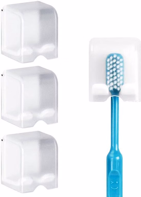 Porta spazzolini - Montaggio a parete - Soluzione pratica per l'organizzazione - Bianco - Adatto per bagno e doccia - Compatibile con diversi modelli