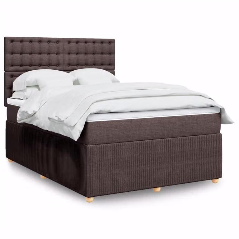 Maison Exclusive - Letto boxspring con materasso, marrone scuro, 140x190 cm, rivestimento in tessuto