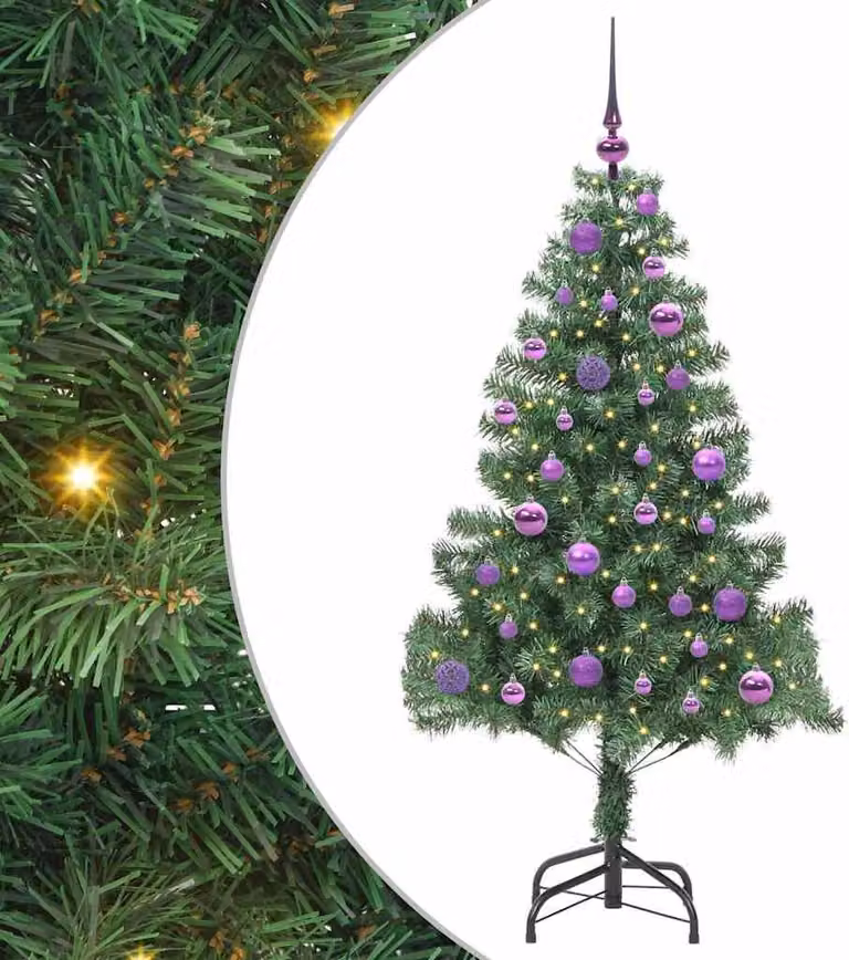 Albero di Natale con 150 LED con supporto Verde 150 cm PVC