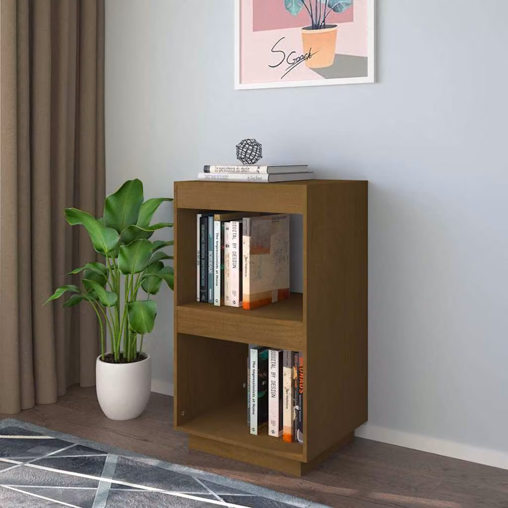 Libreria vidaXL in legno massello di pino Marrone Ambra L 40 cm, P 35 cm, H 71 cm