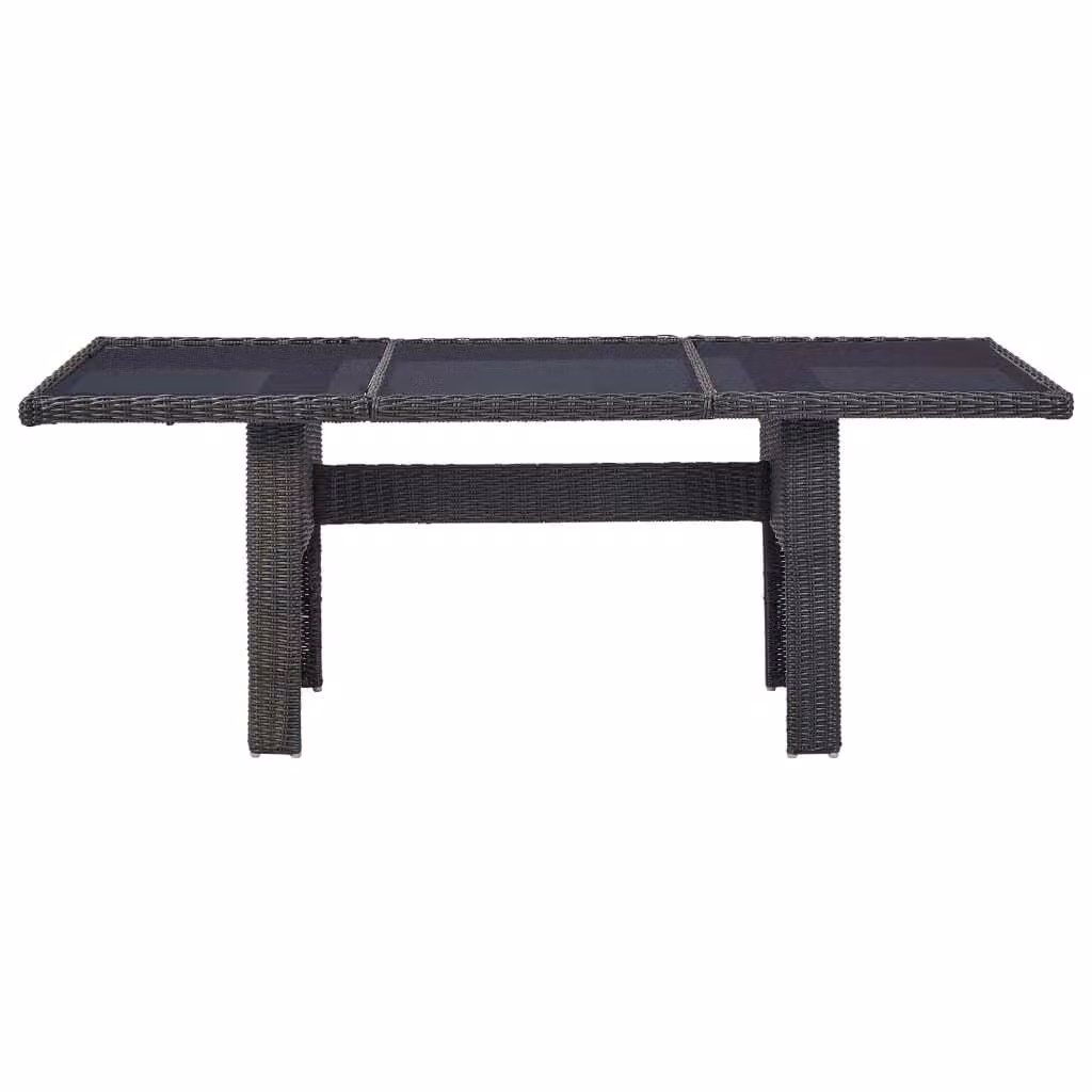 Tavolo da Giardino Nero 200x100x74 cm in Vetro e Polyrattan