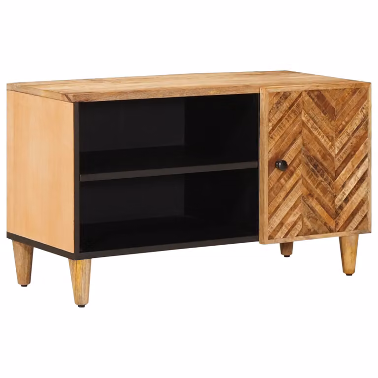 Armadio di stoccaggio con porta vidaXL in legno di mango marrone L: 80 cm, P: 31,5 cm, H: 46 cm