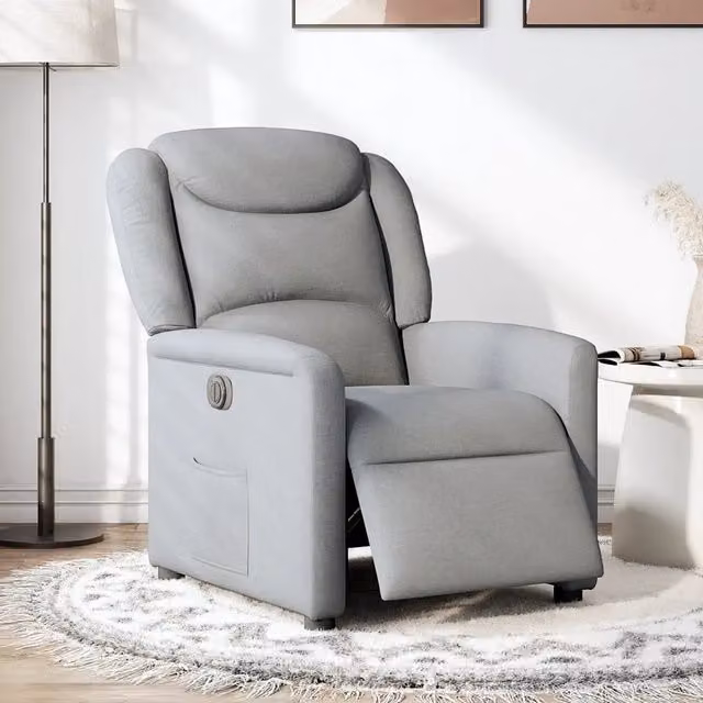 Poltrona Elettrica Reclinabile-Divano Sedia Grigio Chiaro in Tessuto 659153