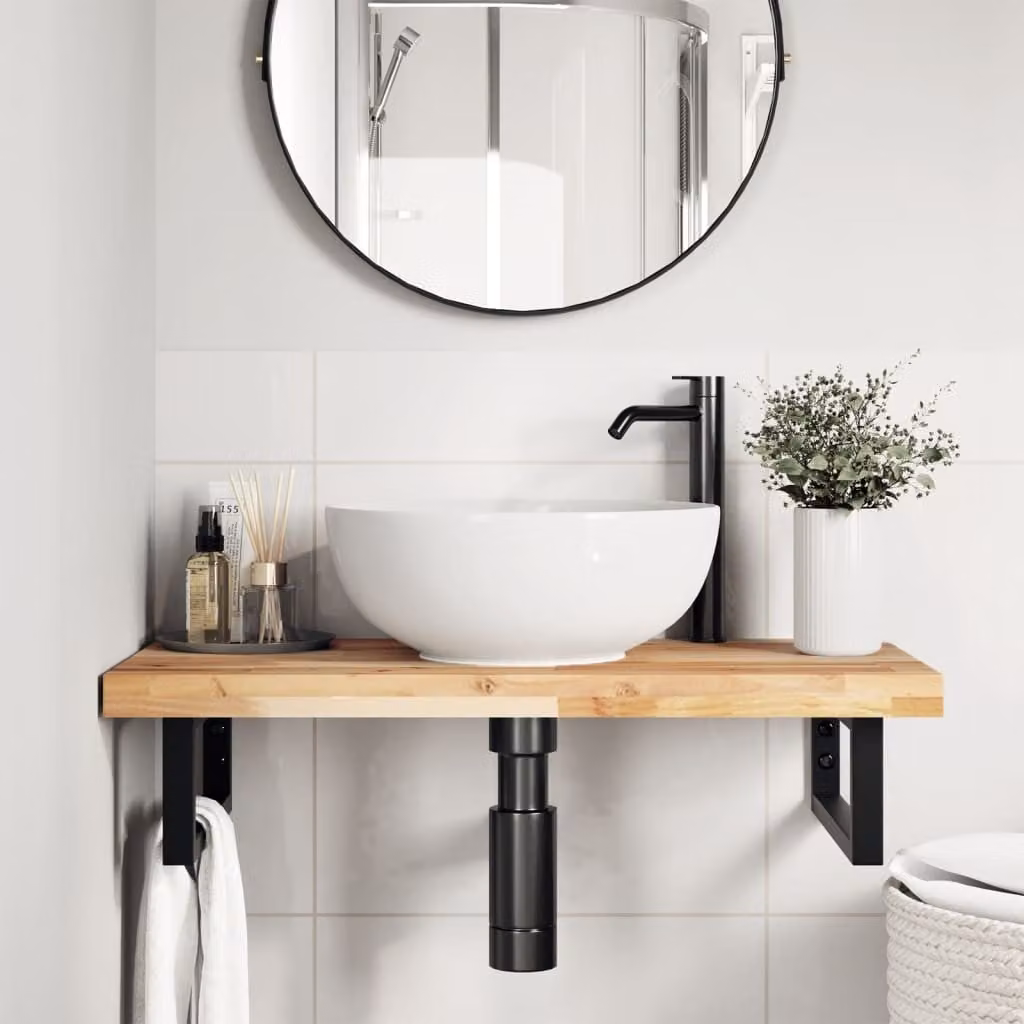 vidaXL Piano da Bagno Non Trattato 80x40x4 cm Legno Massello di Acacia
