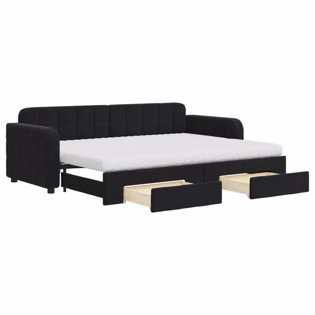 Divano Letto Moderno vidaXL con Struttura Imbottita in Legno e Metallo, Colore Nero – 2