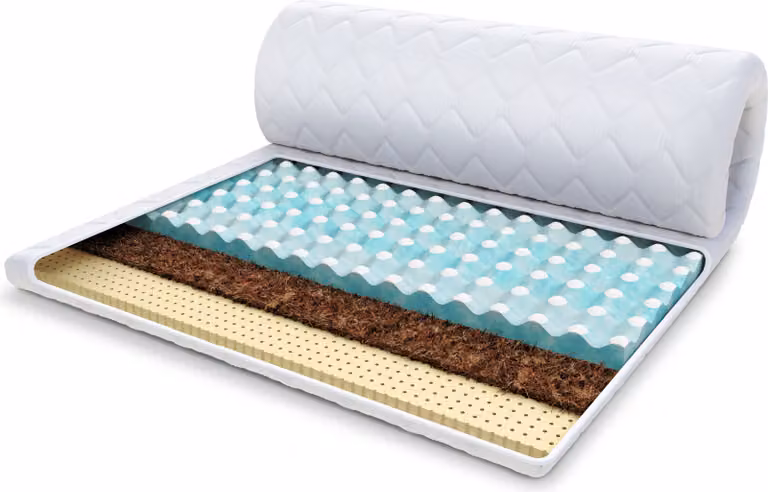 Topper 80x200 cm con schiuma RavineBlue, fibra di cocco e lattice; altezza circa 7 cm; H3 H4; coprimaterasso premium