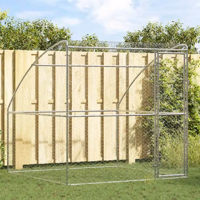 Cuccia per cani vidaXL in acciaio zincato Argento L/P/H: 2 x 2 x 2 m