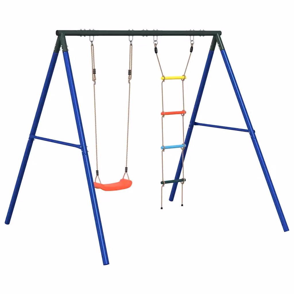 Set Gioco da Esterno con Altalena e Scala vidaXL Multicolore H: 206 cm, L: 185 cm, P: 185 cm – 2