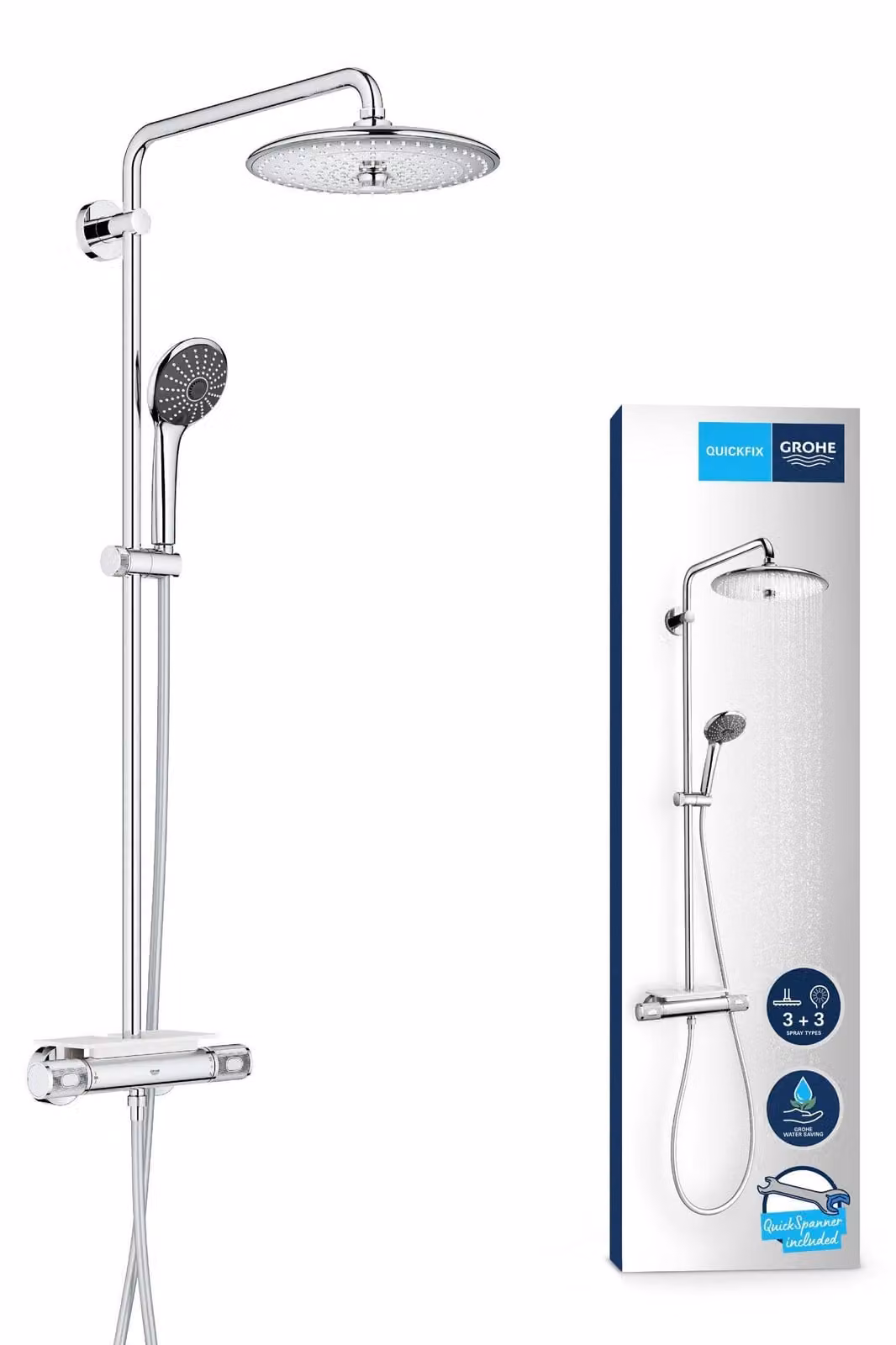 Sistema doccia Vitalio Joy 260, diametro 26 cm, cromo, con termostato