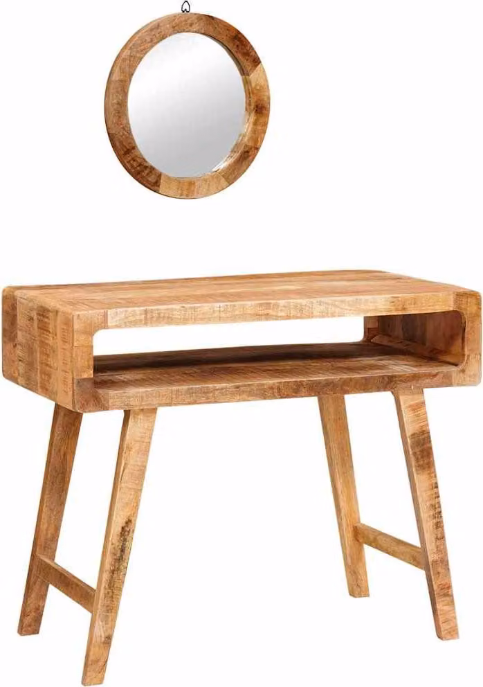 Tavolo da Trucco con specchio Marrone Legno di mango massello