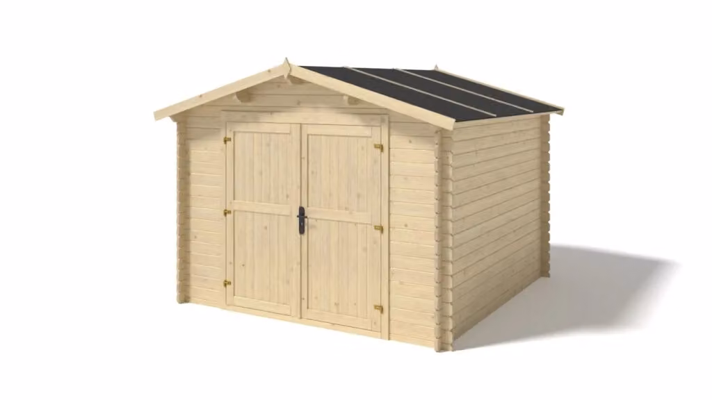 Casetta da giardino in legno ALTANKA modello DOM531 colore naturale e beige, superficie di 9m2, L/P/H: 3 x 3 x 2,35 m, spessore pareti 28 mm – 2