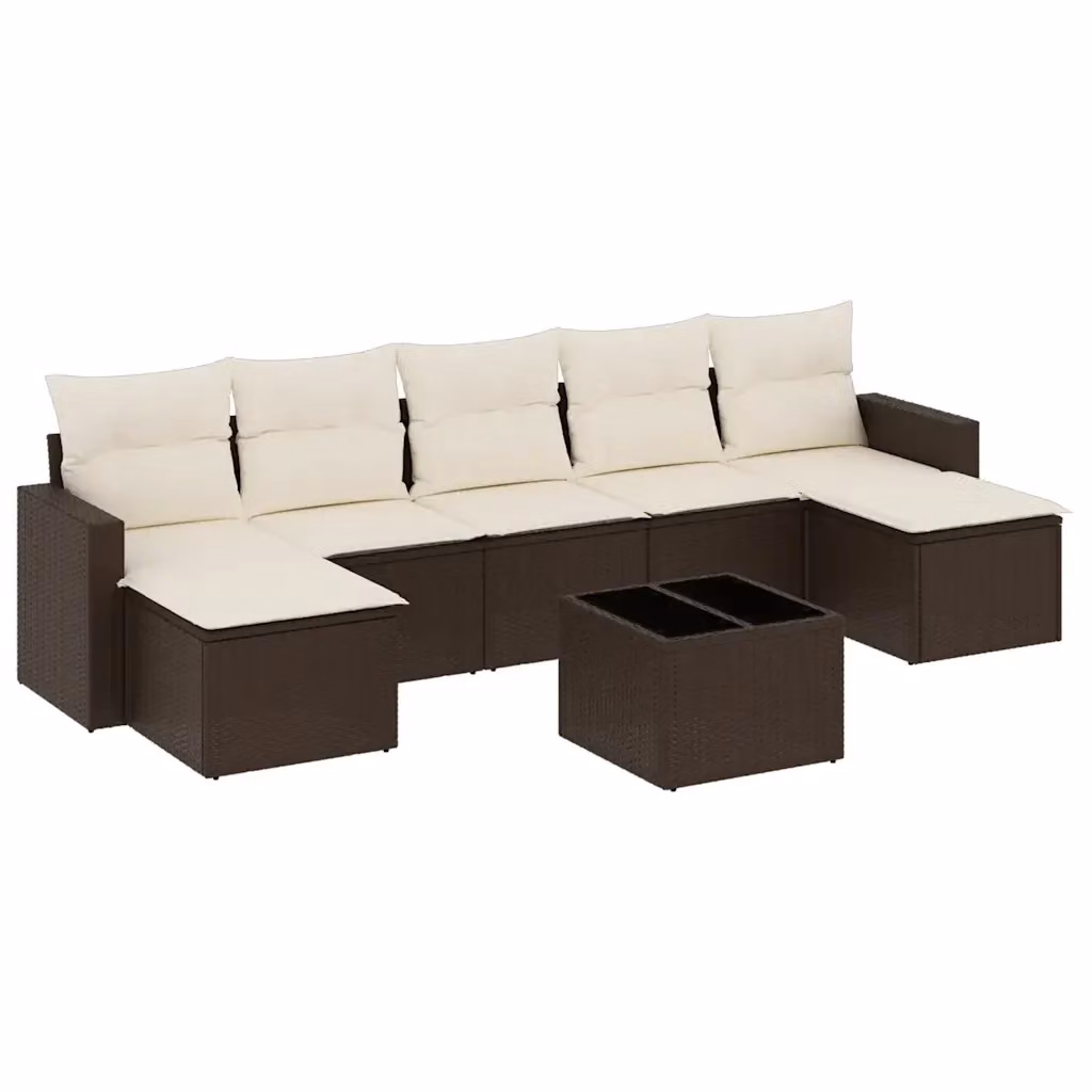 Set di divani da giardino vidaXL in polyrattan marrone con 8 pezzi e cuscini inclusi – 2