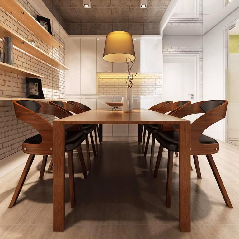 Set di 6 sedie da pranzo moderne vidaXL in similpelle marrone con struttura in legno e plastica