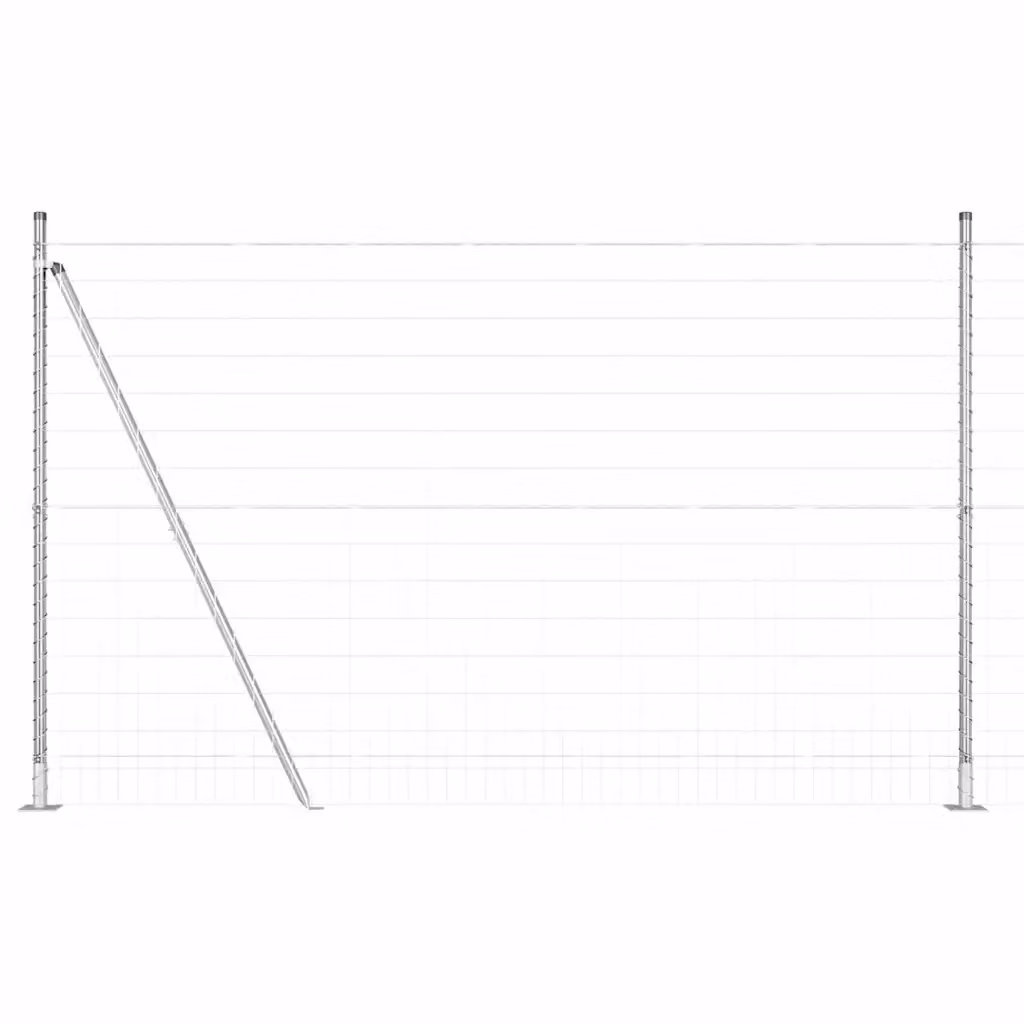 Recinzione da esterno vidaXL in acciaio zincato argento con base in cemento, L: 10 m, H: 1,6 m – 2