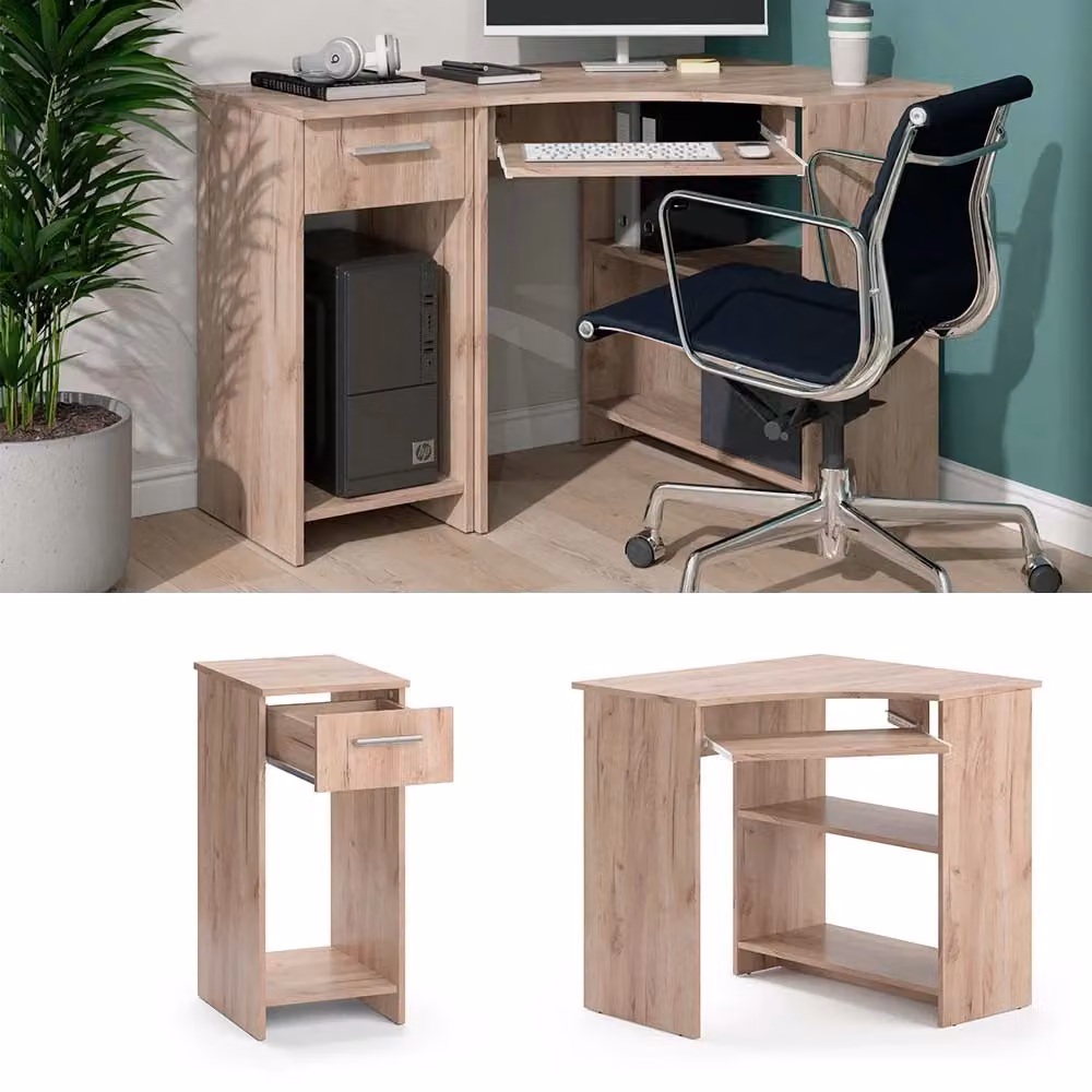 Scrivania angolare Odin Vicco color Sonoma con armadio per PC in MDF laminato L: 83 cm, P: 76 cm – 2