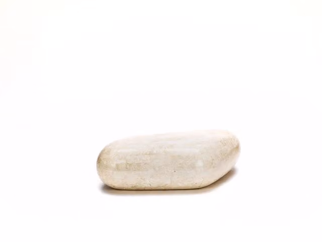 Tavolino Sasso Medium in Pietra Fossile White Agata e Compensato Marino 98x52x27 cm - Design Elegante con Finitura Beige Naturale