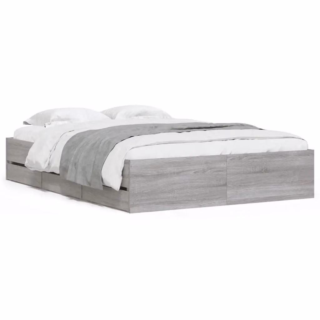 vidaXL Giroletto con Cassetti Moderno in Legno Multistrato Grigio L/P/H: 200 x 123 x 33 cm – 2