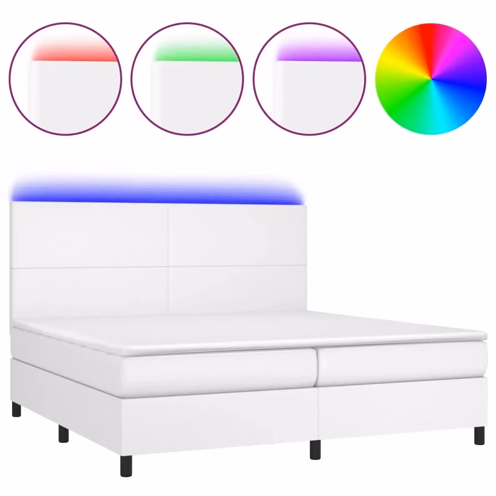Letto con giroletto a molle, materasso ibrido e illuminazione LED bianco vidaXL, L/P: 200 x 200 cm – 2