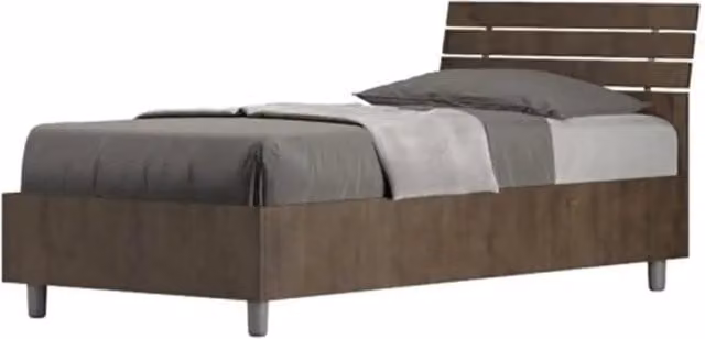 Letto singolo senza rete 80x200 testata inclinata con doghe noce Ankel