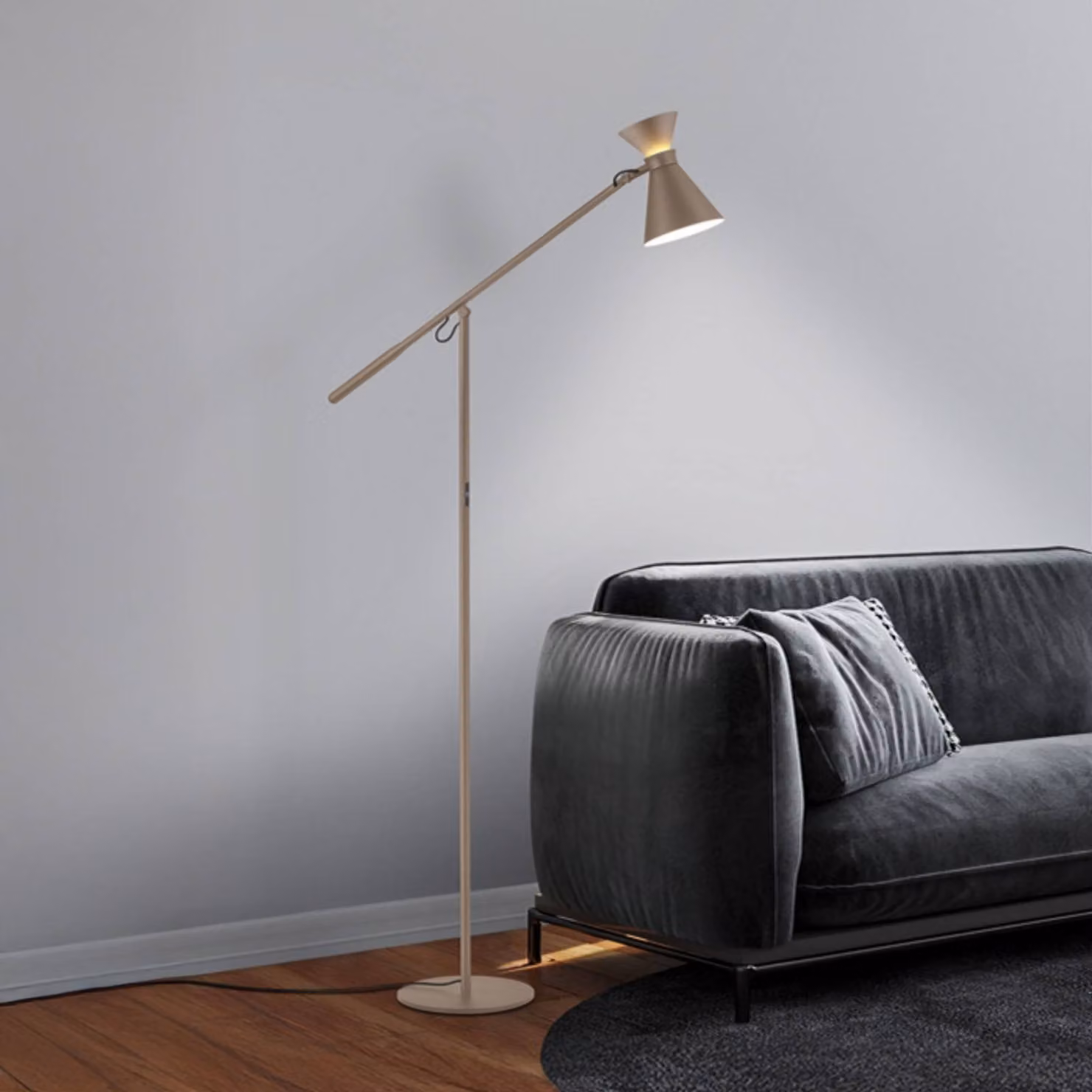 Helestra Lampada da terra a LED LUK, dimmerabile, Marrone / Ruggine, Studio / Ufficio, Alluminio, Lampada LED da terra