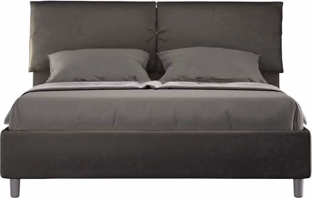 Letto Matrimoniale Mados con Contenitore e Testata Imbottita in Microfibra Grigio L: 160 cm, P: 190 cm, H: 110 cm – 1