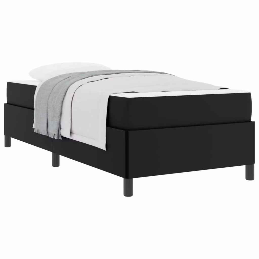 Letto moderno vidaXL con struttura imbottita in tessuto e materasso a molle, L/P/H: 100 x 200 x 203 cm, Nero e Bianco – 2