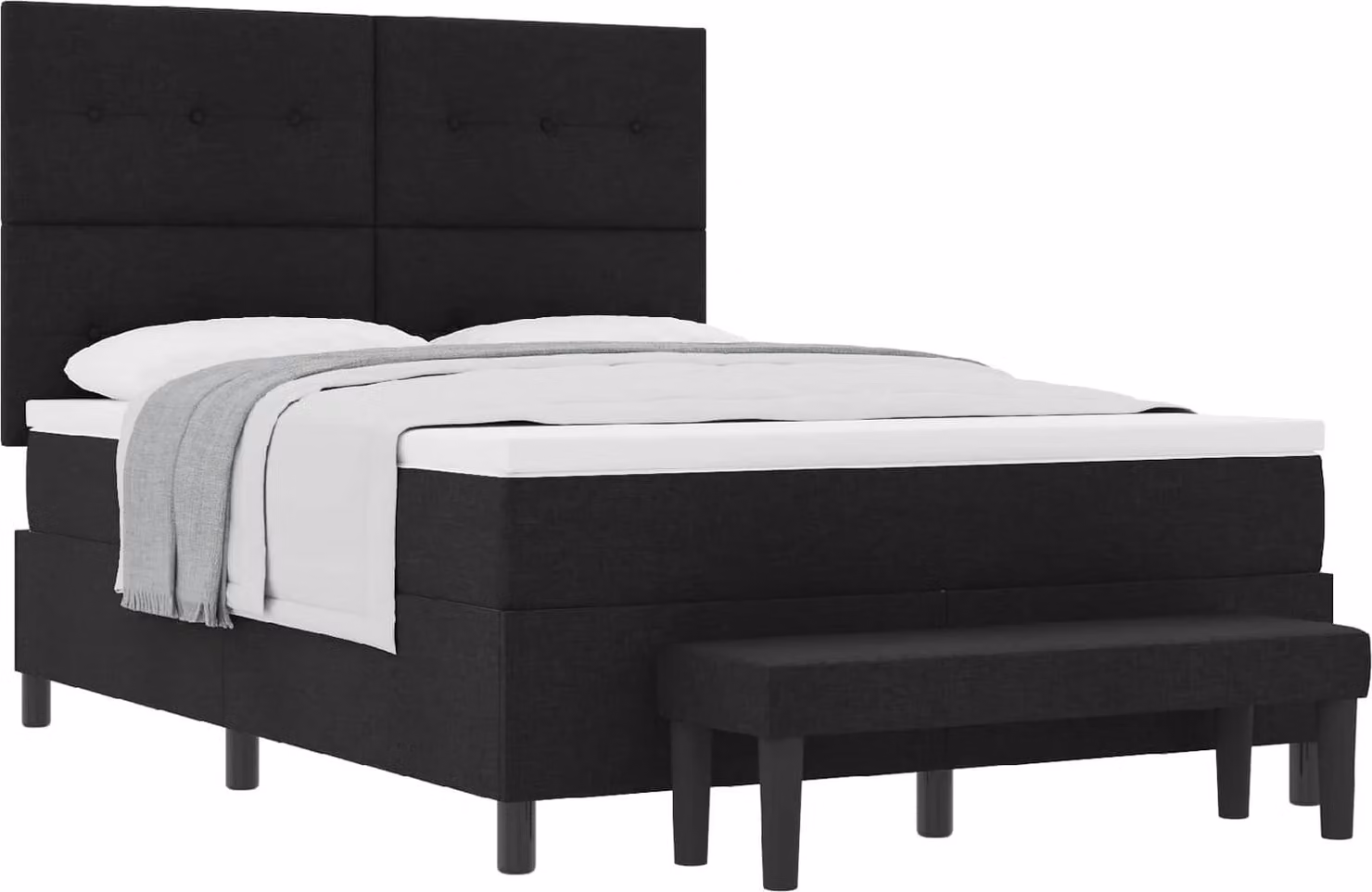 Letto a molle con testiera Nero 160 x 200 cm Tessuto