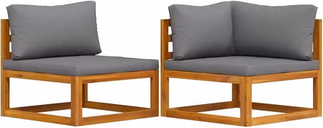 Set Divani da Giardino 2 pz con Cuscini Grigio Scuro in Acacia CFW5377454