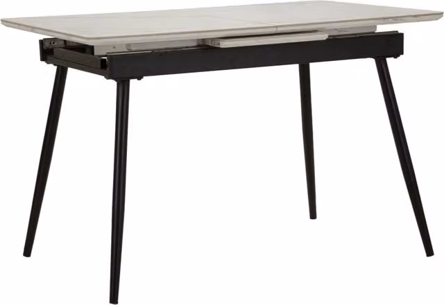Tavolo da Pranzo Allungabile Matt 120x80x75 cm in Metallo e Ceramica Nero e Bianco
