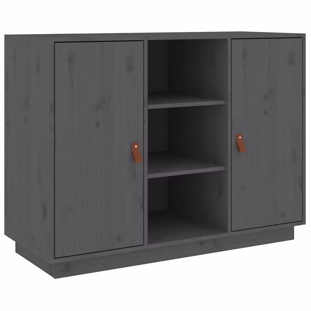 Credenza in legno massello di pino stile rustico grigio vidaXL L/P/H: 100 x 40 x 75 cm – 2