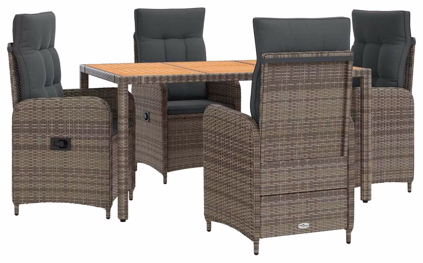Set da tavolo da esterno, 5 pezzi, color grigio chiaro e grigio scuro