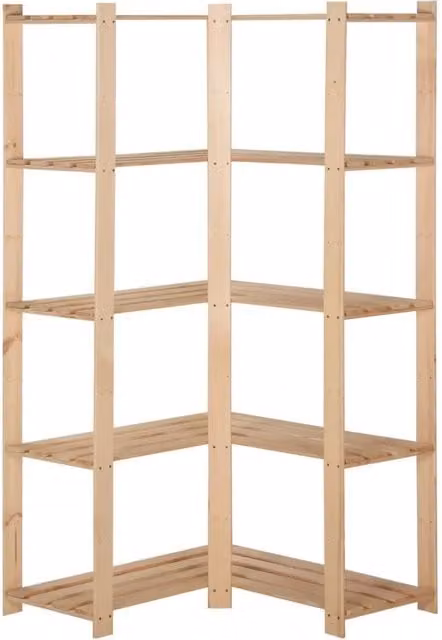Scaffale ad Angolo vidaXL in Legno di Pino Massello Marrone con 5 Livelli L/P/H: 82,5 x 82,5 x 170 cm