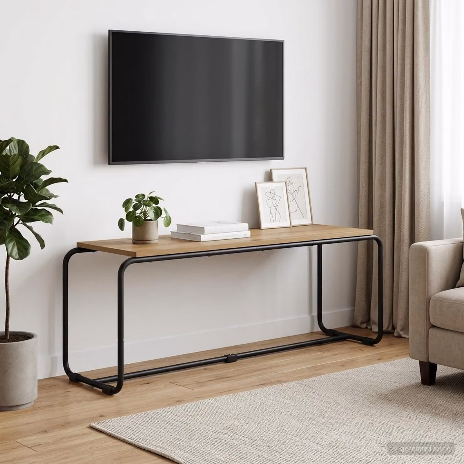 vidaXL Supporto TV in stile industriale in legno e metallo, colore marrone, L 113.5 x P 35.5 x H 42 cm