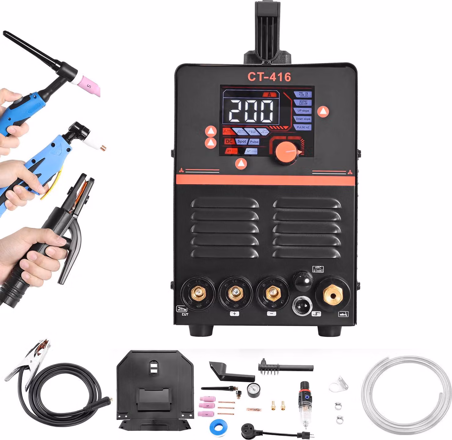 SucceBuy saldatrice 3 in 1 per taglio, TIG e MMA, tagliatore al plasma da 50 A e saldatore TIG da 200 A, display digitale a LED con funzione 2T/4T/PA/PT per lavori di bricolage e officina