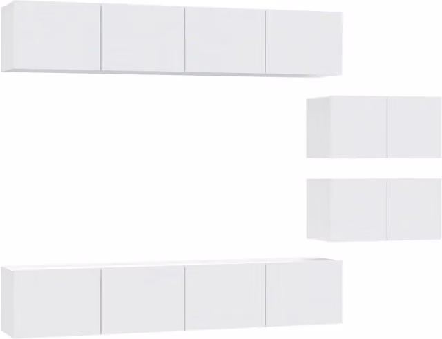 Set di Mobili Porta TV 6 pz | Armadietto TV | Mobile Porta TV Bianco in Legno Multistrato