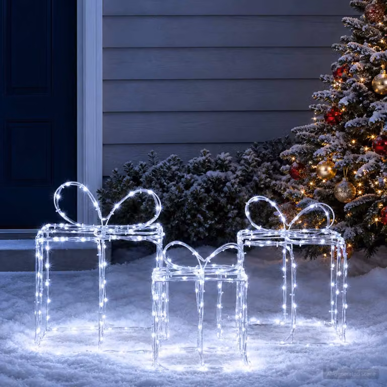 vidaXL Scatole regalo di Natale luminose LOVIISA 3 pz 360 LED