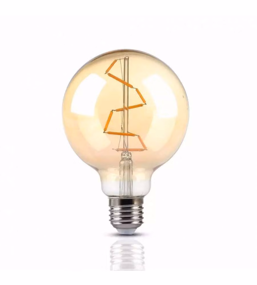 4W G95 Led Filament Bulb Amber Glass 2200K E27