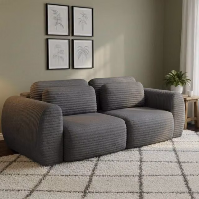 Divano Letto Golgi 2 Posti con Contenitore, Grigio, L: 266 cm, P: 121 cm