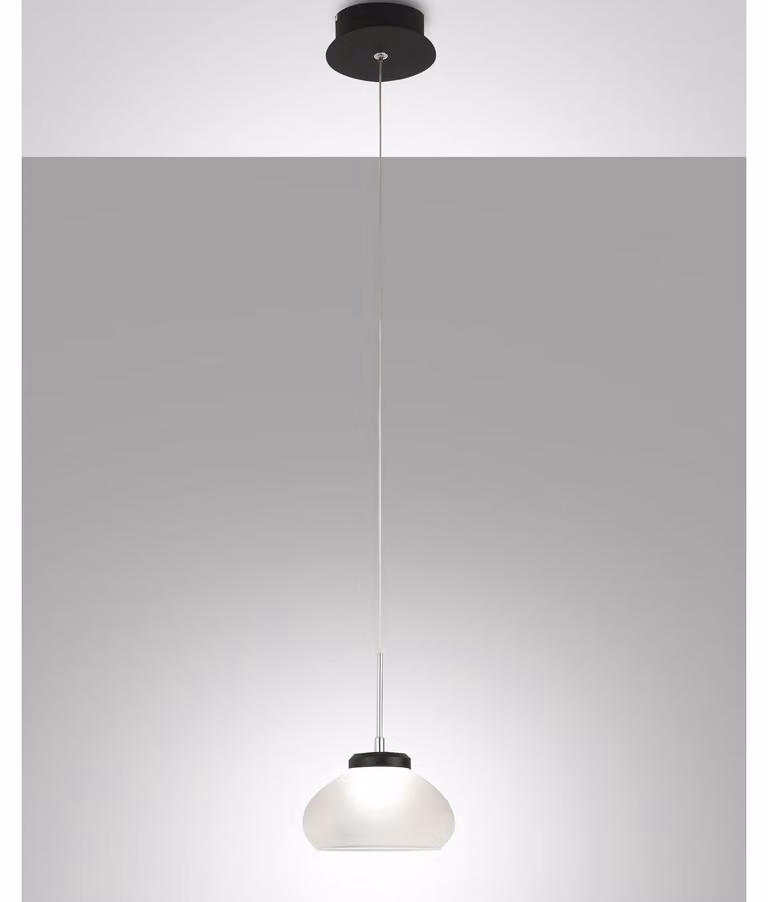 Arabella - Lampada a sospensione singola di Fabas Luce - Led 8W - Lampada da soffitto Diametro 14cm Bianca
