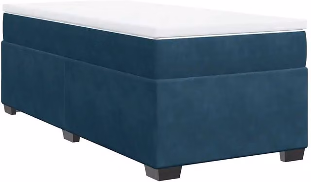 Letto singolo | Letto per adulti | Giroletto a Molle con Materasso Blu Scuro 90x190 cm in Velluto