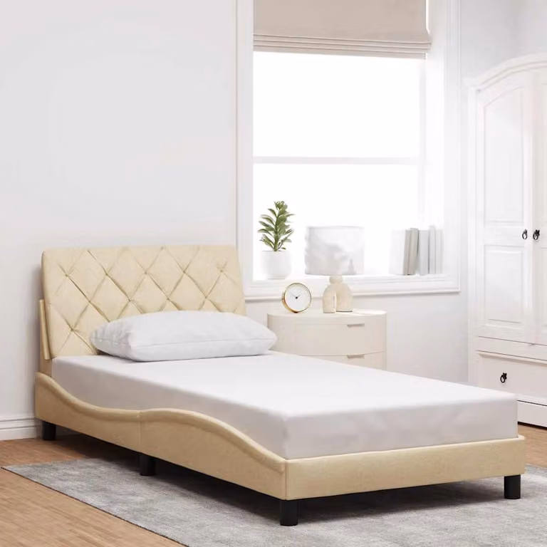 vidaXL Giroletto senza Materasso in Tessuto Beige L/P: 100 x 200 cm