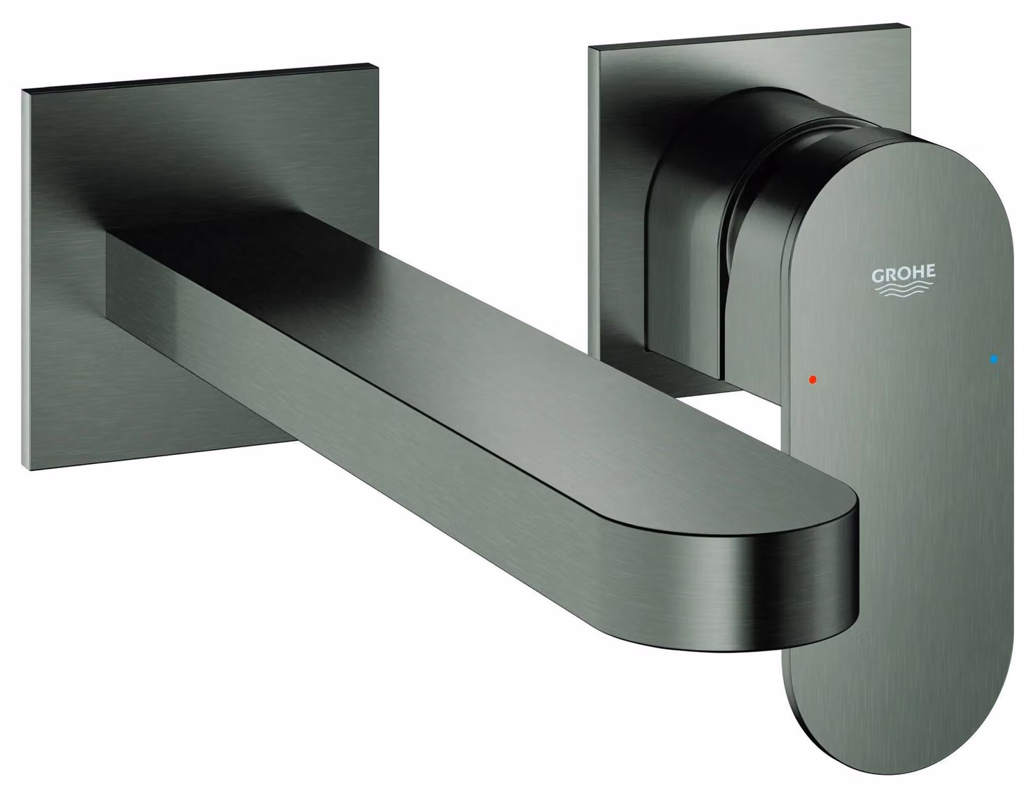 Miscelatore per lavabo Grohe, serie Plus, montaggio a parete, 203 mm, hard graphite, 1 pz.
